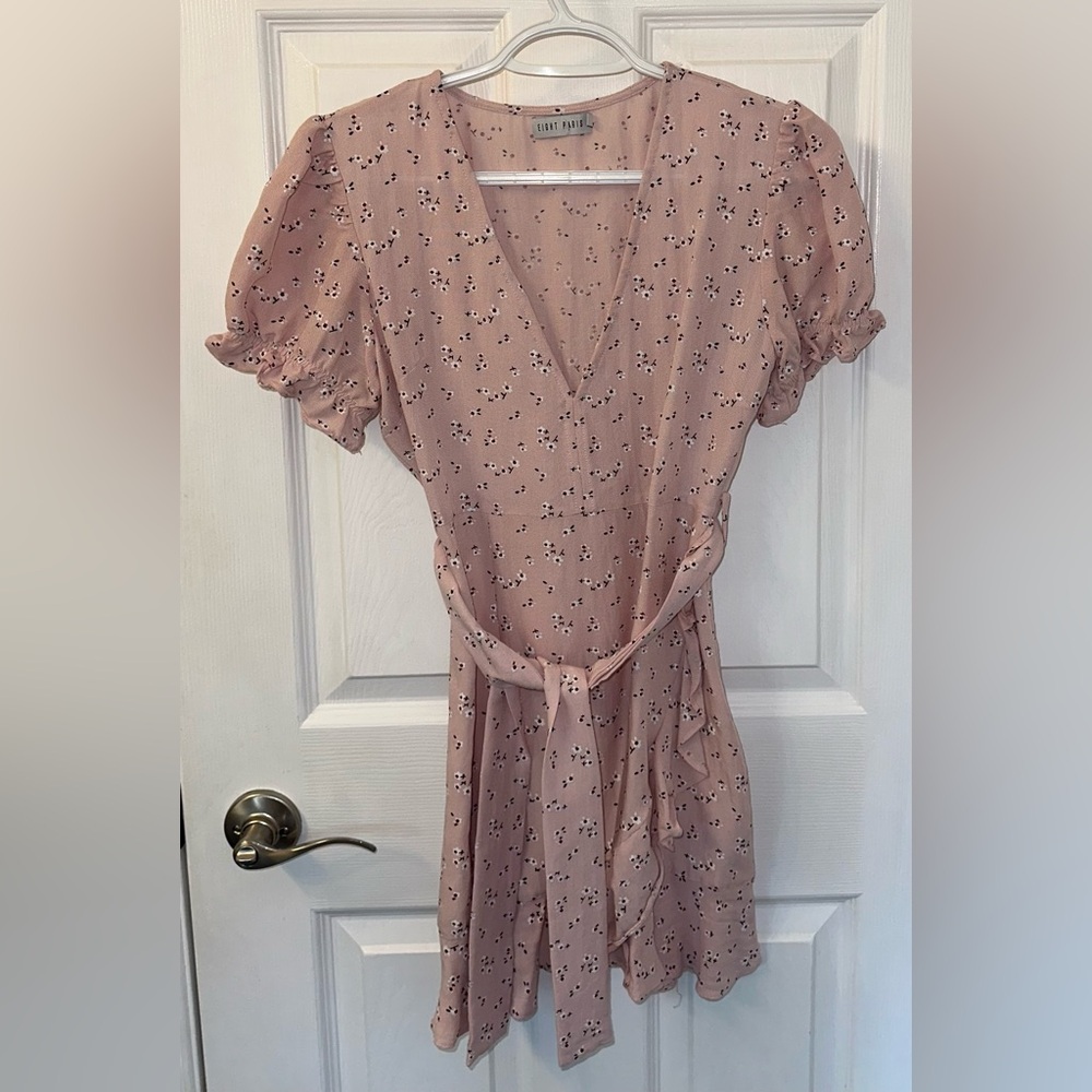 Eight Paris Pink Floral Short Sleeve Dress Size Small